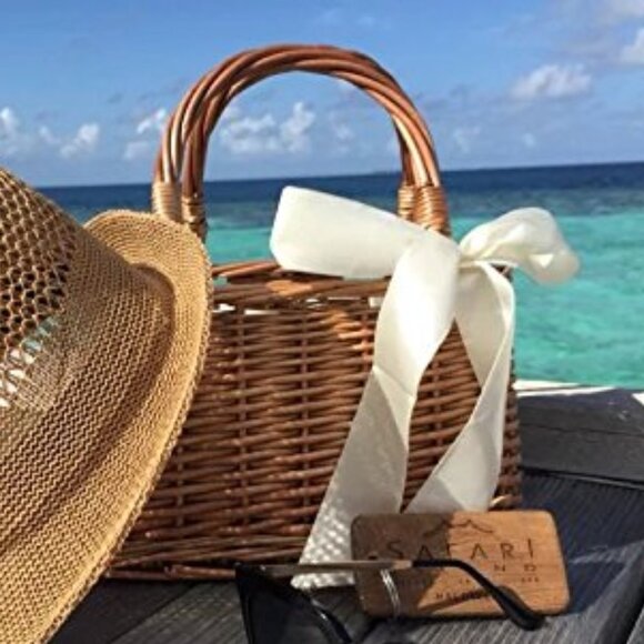 Neiman Marcus Natural Handwoven Wicker Handbag - Picture 3 of 6